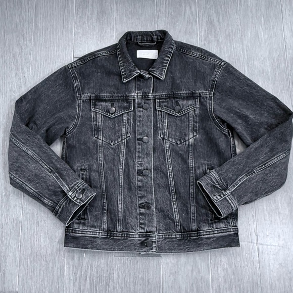 EVERLANE The Women’s Denim Jean Jacket S Washed Black Gray Minimalist 90s Boho - Picture 13 of 16